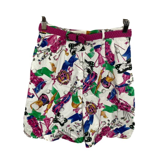 Vintage Pants - Vintage 70s 80s High Waisted Golf Shorts Country Club Belt Women’s Small NWT